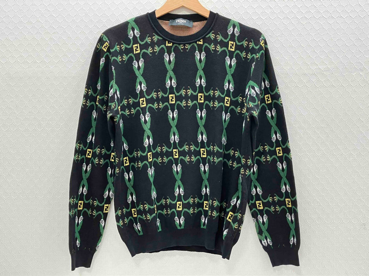 最新作 スネーク 【FENDI】フェンディ 総柄 店舗受取可 グリーン ブラック サイズ46(M)ヘビ ニット セーター 最新作 スネーク 【FENDI】フェンディ 総柄 店舗受取可 グリーン ブラック サイズ46(M)ヘビ ニット セーター