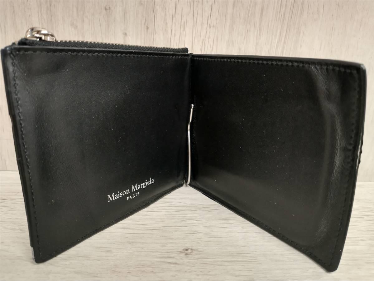 Maison Margiela Paris S35UI0447 二つ折り財布 本革 レザー マネークリップ ブラック メゾン マルジェラ 箱付き コインケース付き_画像7