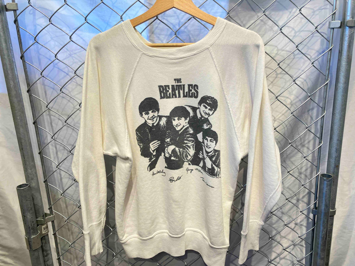 THE BEATLES PRINT SWEAT 1963 古着 60s 染み込みプリント ヴィンテージスウェット トレーナー ホワイト ビートルズ 