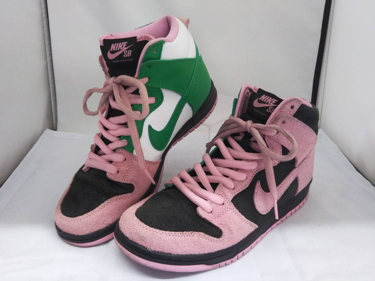 NIKE / NIKE SB DUNK HIGH PRO PRM / CU7349-001 / EC /スニーカー / ピンク グリーン / 26.5cm / 替え紐付き(グリーン)