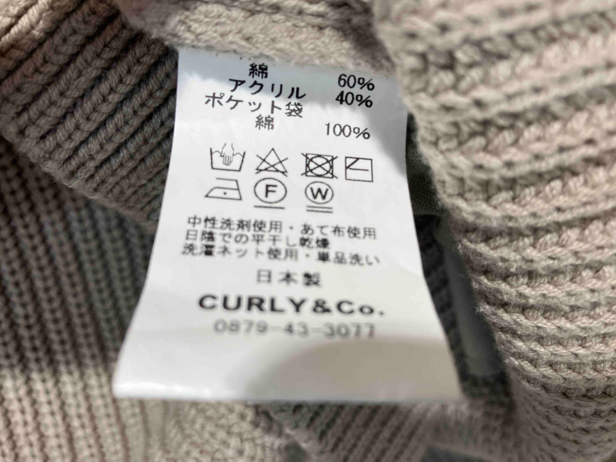 CURLY & Co. カーリー 21AW クルーネックセーター 2 ベージュ コットン アクリル コットンニット ニット ポケット付き 指抜き_画像5