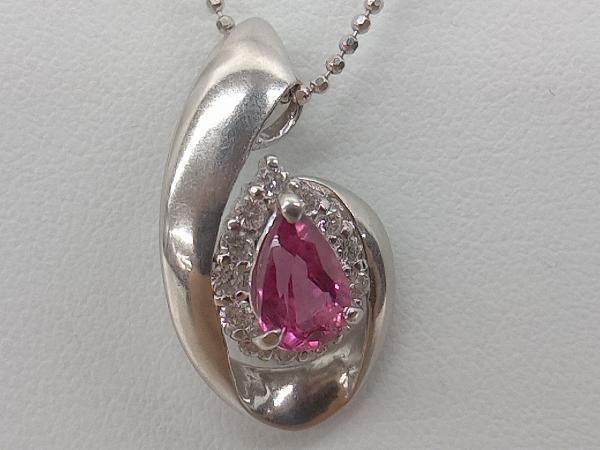 スーパーセール 目玉商品 【K18WG】ピンクトルマリン 中古 ネックレス 0.38ct ダイヤ 1.11ct 45cm プラチナ Pt900 トルマリン
