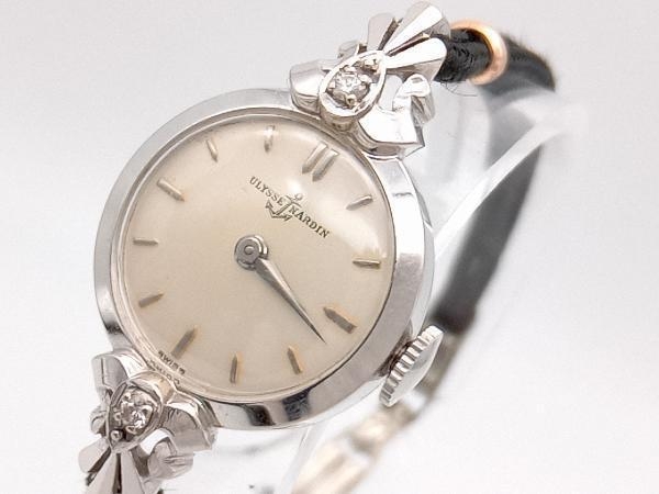 お値下げしました☆ジャンク ULYSSE NARDIN／ダイヤ付 1685542／稼働品 手巻き式 腕時計