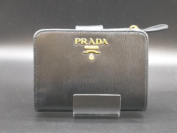【即決】PRADA プラダ 1ML018 ブラックレッド ブラック レッド 黒 赤 バイカラー 二つ折り 財布 レディース ゴールド金具