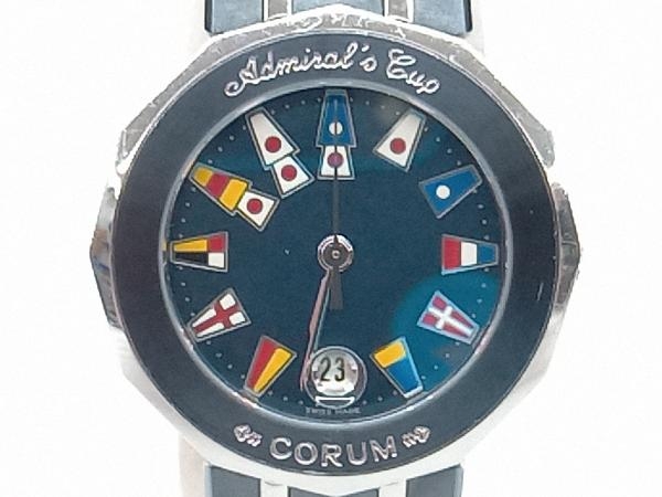 ジャンク CORUM　コルム　アドミラルズカップ　39 610 30 V-50　ネイビー　クォーツ　腕時計　アナログ　デイト