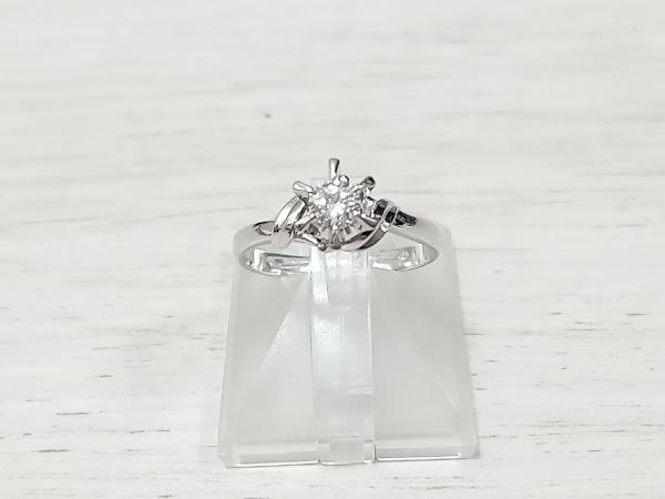 【ラウンドブリリアンカット】Pt900／ダイヤ0.23ct PV刻印有 ／＃14／4.6g /鑑定書付/プラチナ台ダイヤ付リングの画像1