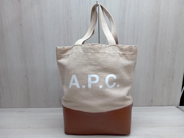 ついに再販開始！】 A.P.C アーペーセー トートバッグ 麻&牛革 ロゴ