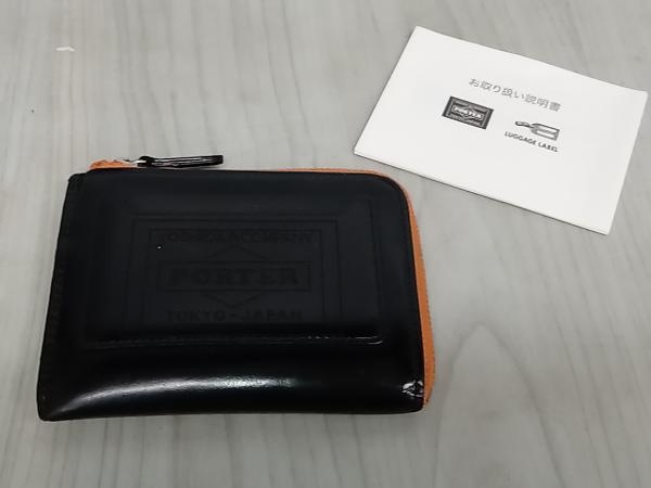 PORTER 二つ折り財布 メンズ ブラック オレンジ レザー L字ファスナー カジュアル 日本製 用状態確認 店舗受取可