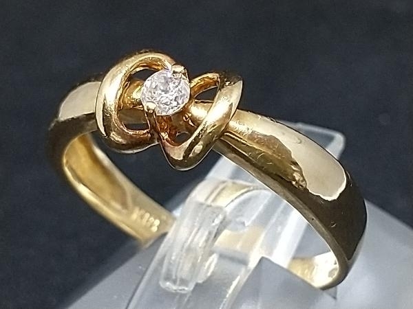 贅沢屋の K18 18金 YG リボン デザイン リング 指輪 イエローゴールド 2.3g #11.5 店舗受取可 イエローゴールド