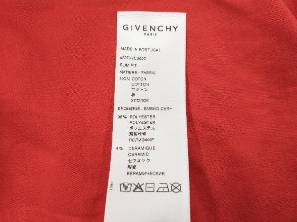 GIVENCHY 21S/S Refracted Embroidered Slim Tee ジバンシィ ロゴエンブロイダリークルーネックTシャツ L レッド BM70YC3002の画像7