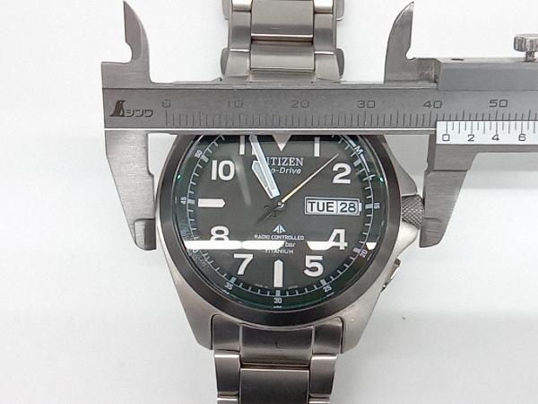 CITIZEN　シチズン　PROMASTER　プロマスター　H100-S074304　電波ソーラー　デイデイト　チタン　ブラック文字盤　メンズ腕時計_画像6