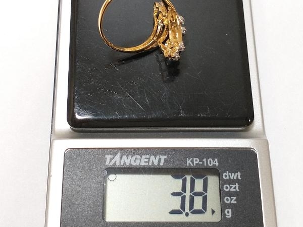 【キラキラ存在感】K18／ダイヤ0.108ct／＃12.5／3.8g／イエローゴールド／大ぶり／ダイヤモンド／ リング_画像6