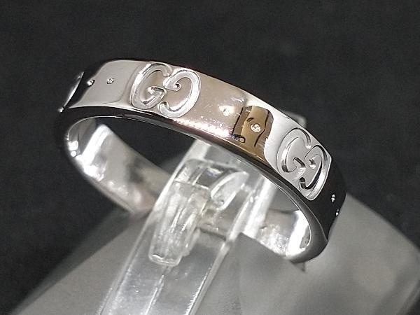 人気 ブランド チェック GUCCI グッチ 750 GG アイコン リング 指輪 ホワイトゴールド 3.5g #12 店舗受取可 ホワイトゴールド