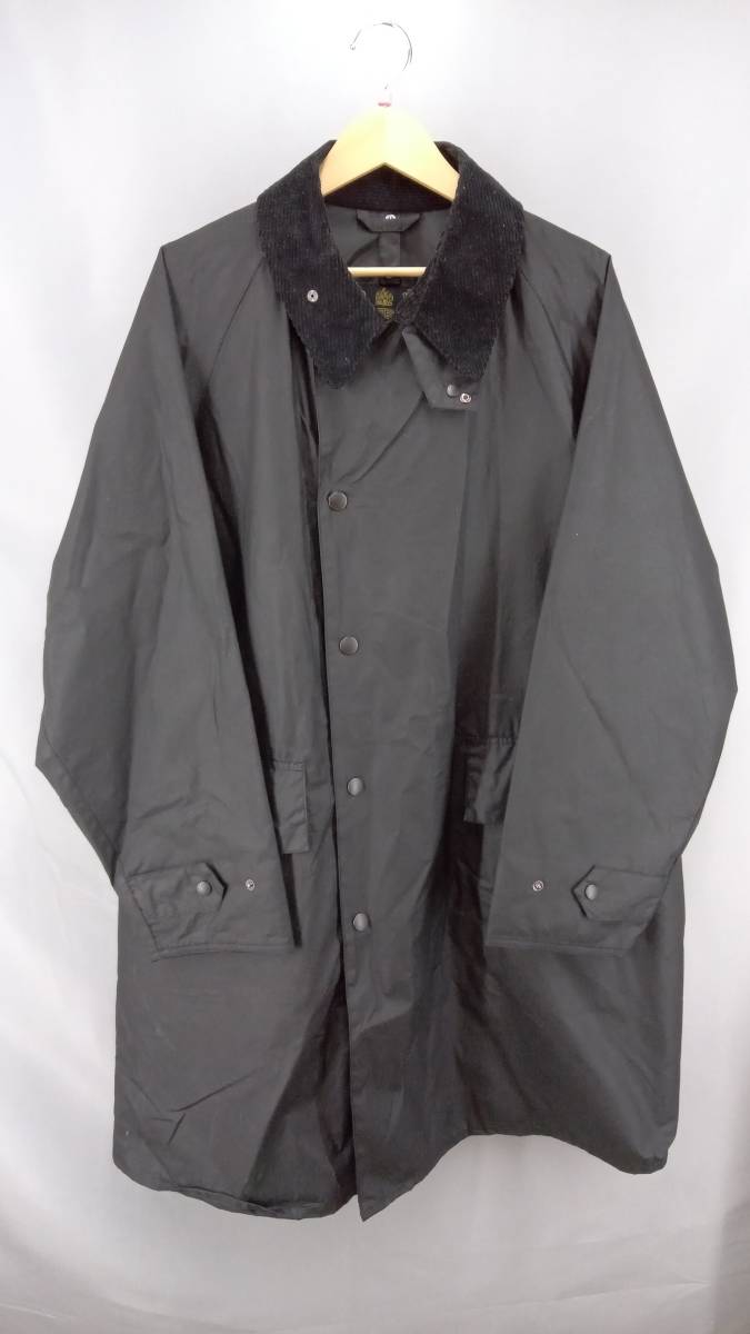 ☆ BARBOUR バブアー ワックスコート ロングコート 内ポケット 前ボタン メンズ サイズ38(Mサイズ) ブラック 冬