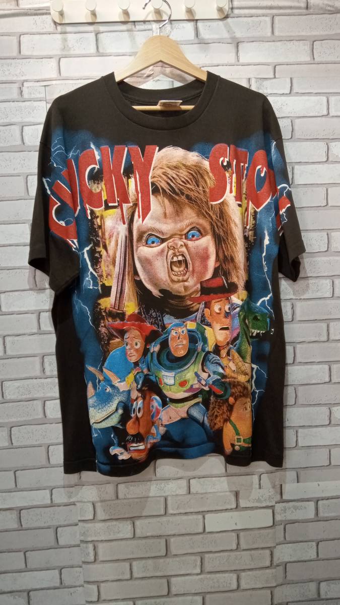 TULTEX タルテックスボディ CHUCKY STORY bootleg 半袖Tシャツ tee 希少 メンズ XLサイズ ブラック トイ・ストーリー ピクサー キャラTシ