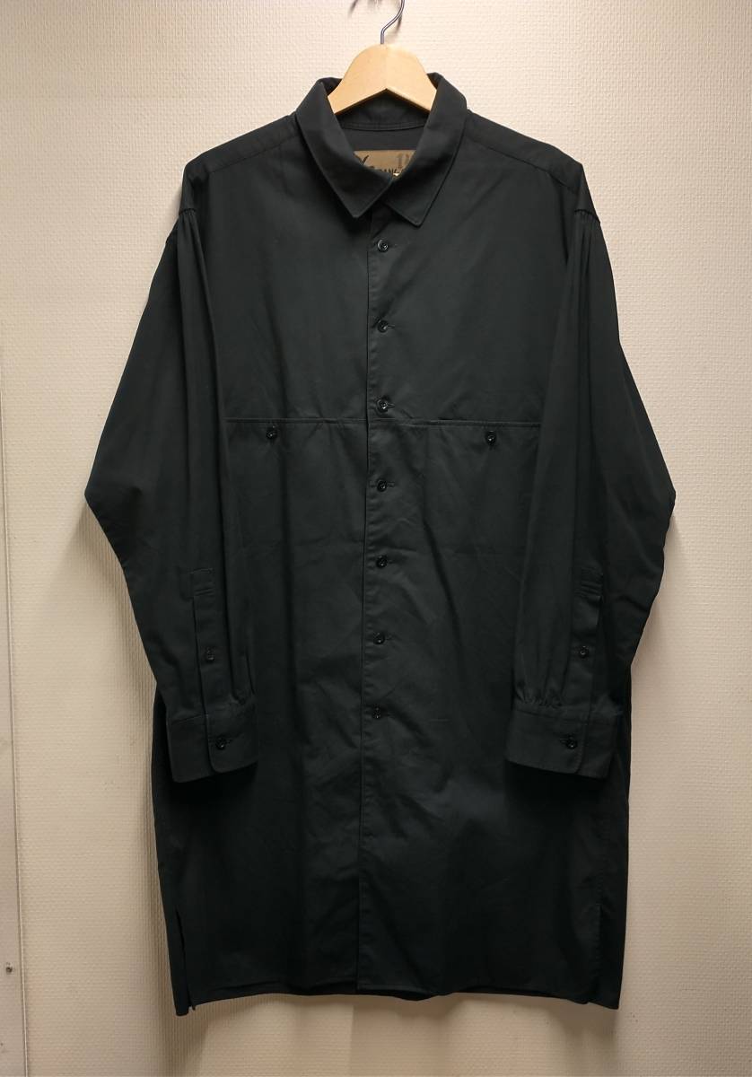 Y’s BANG ON！ ワイズ バングオン NO.14 コットン バーバリー 切替 ロングシャツ ヨウジヤマモト Yohji Yamamoto 長袖 ya-b14-055 黒 2_画像1