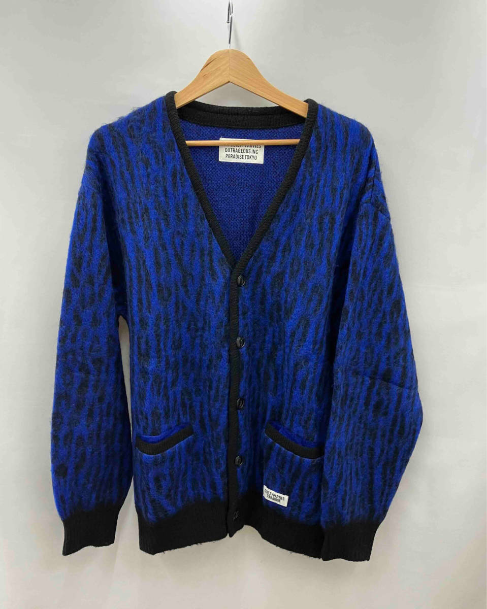 ★ WACKO MARIA ワコマリア LEOPARD MOHAIR KNIT CARDIGAN カーディガン ルード S ブルー × ブラック 冬