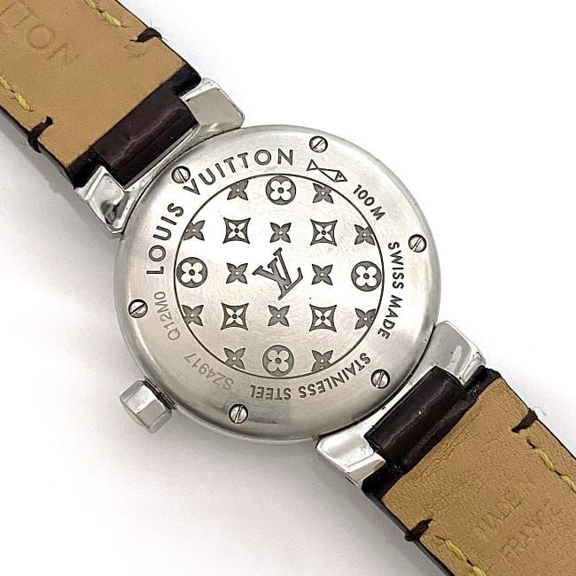  Louis Vuitton наручные часы язык b-ru белый ракушка серебряный Brown ama Ran to белый Rav cup Q12MO прекрасный товар 
