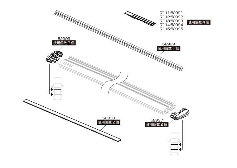 TH1500052989 THULE スペアパーツ EVOラバー150センチ2本イリ (ベースキャリア Thule WingBar Evo) 送料無料_画像2