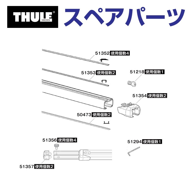 TH1500051352 THULE スペアパーツ ラバー スライドバー (ベースキャリア Thule SlideBar) 送料無料_画像1
