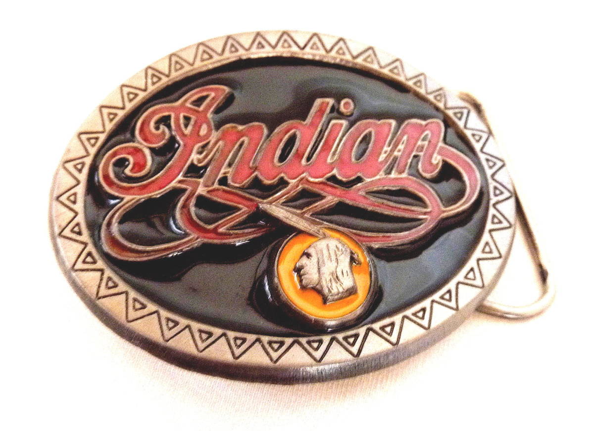 レア 90's インデアンバイク ベルトバックル Belt Buckle Indian King of bike American CLASSIC STRRL ビンテージ　送料込