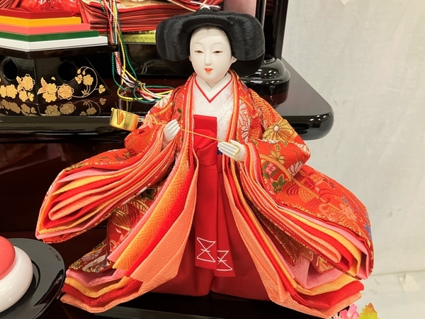 久月 木製塗三段 五人飾り ひな人形 よろこび雛 H7705991-