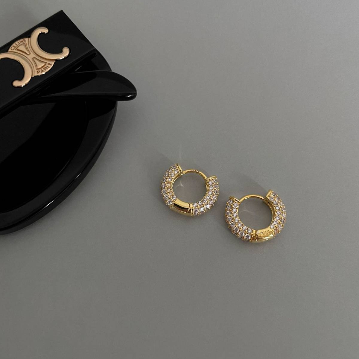 S925 оригинальный серебряный серебряный серьги CZ diamond аксессуары кольцо модный Gold 18k симпатичный Kirakira сверху товар унисекс 