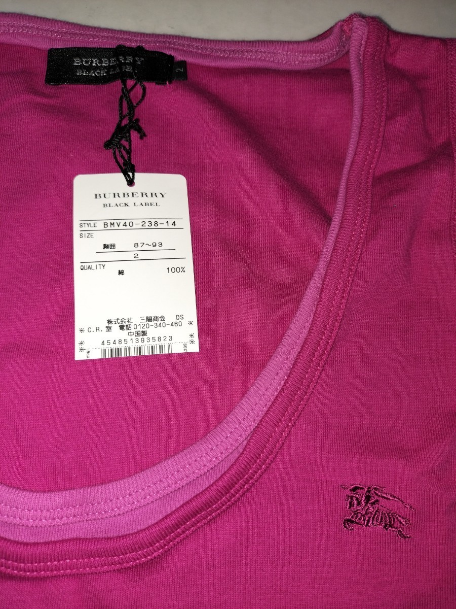 バーバリーブラックレーベル　タンクトップ　半袖　ポロシャツ　ピンク　サイズ２　Мサイズ　未使用タグ付き　ラコステ　スポーツ_画像2