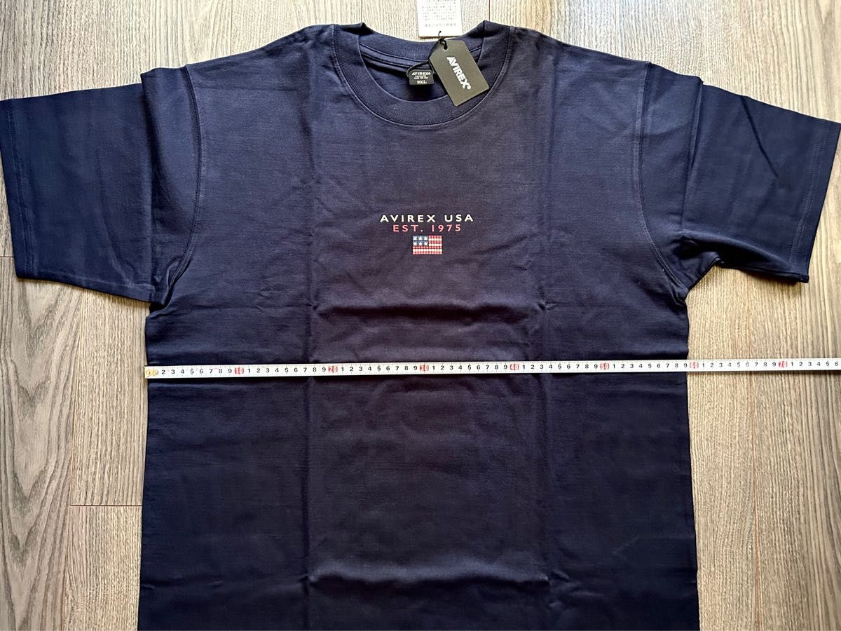 新品 AVIREX アヴィレックス 中厚コットンTシャツ ネイビー 2XL