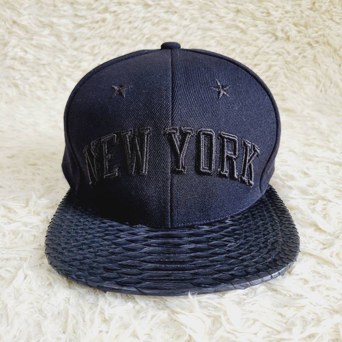 希少 ジャストドン just don RSVP GALLERY NEW YORK NETS MITCHELL&ness ミッチェルアンドネス　 スナップバックキャップ レザー ブラック_画像1