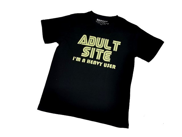 【新品】ADULT SITE Tシャツ 半袖【M】黒★アダルト サイト パロディー 男性用 男女_画像1