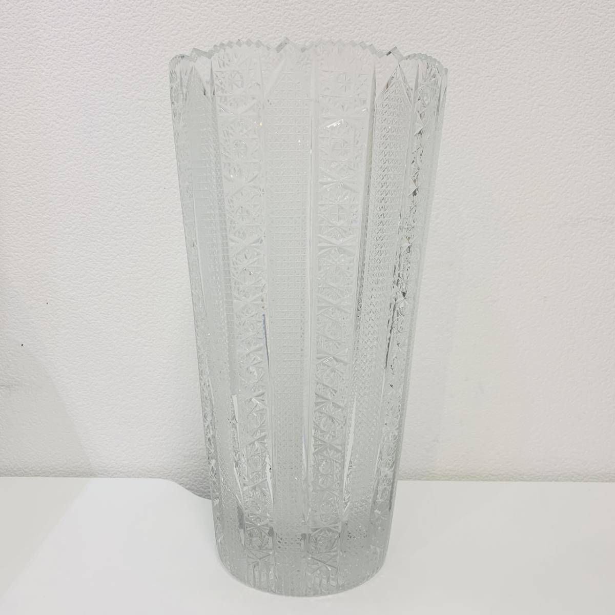 ボヘミアクリスタル 花瓶 切子ガラス