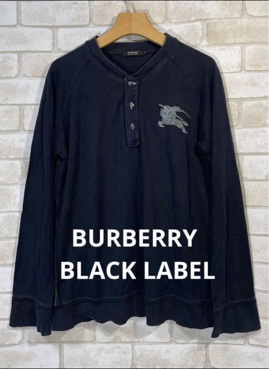 【BURBERRY BLACK LABEL】ワッペン　ホースロゴ　長袖Tシャツ