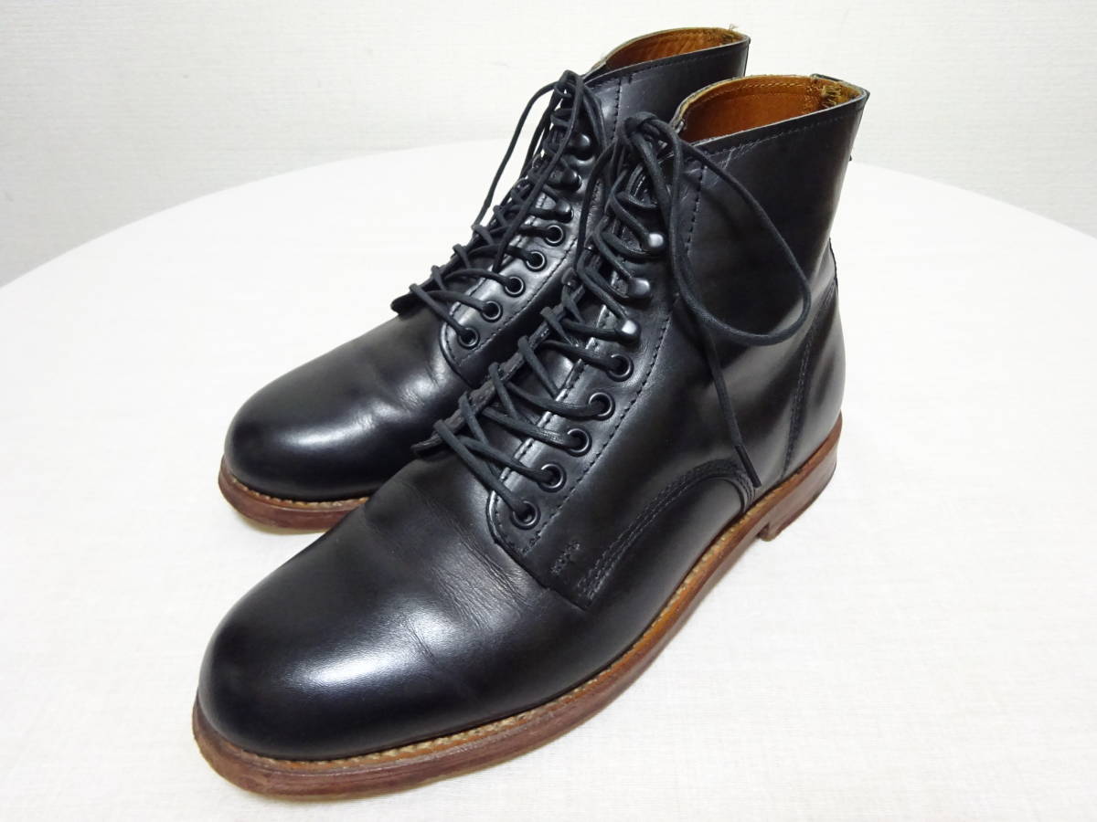 ブランド品専門の RANCOURT&CO ランコート プレーントゥレースアップブーツ レザーブーツ ブラック 黒 USA製 メンズ 7.5D 25cm-25.5cm位 25.0cm ブランド品専門の RANCOURT&CO ランコート プレーントゥレースアップブーツ レザーブーツ ブラック 黒 USA製 メンズ 7.5D 25cm-25.5cm位 25.0cm