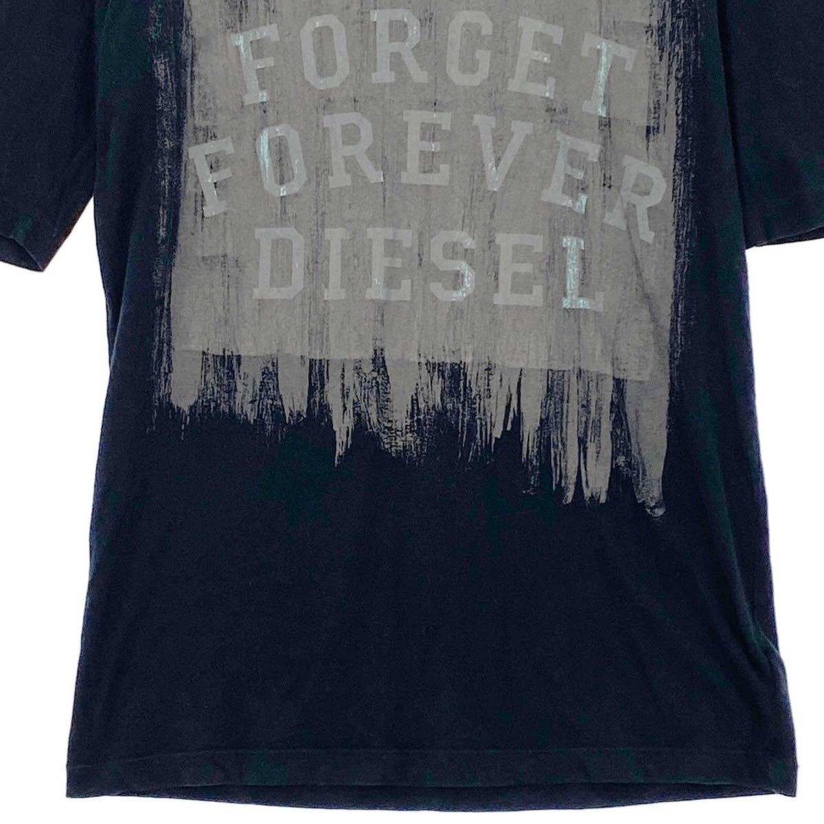 Ih17 DIESEL ディーゼル プリントTシャツ 半袖カットソー トップス 薄手 大きめSサイズ Uネック ブラック メンズ 紳士服_画像4