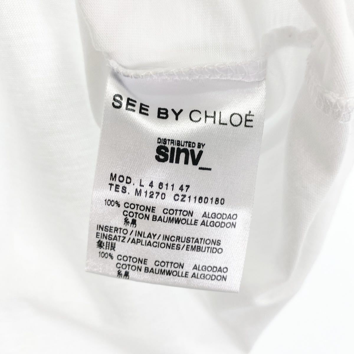 Gh22 SEE BY CHLOE シーバイクロエ プリントTシャツ 半袖カットソー フロントロゴ◎ 2 Mサイズ相当 クルーネック レディース 女性用_画像7