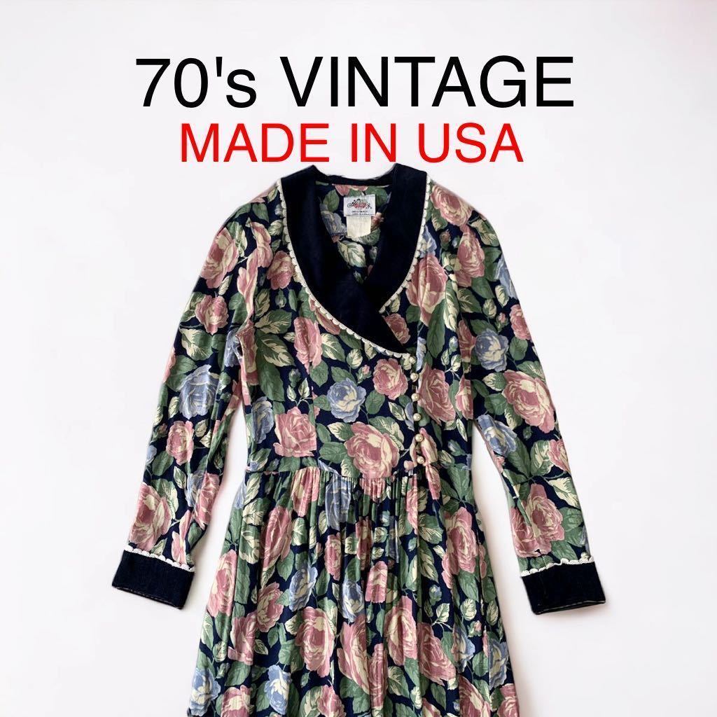 70's USA製 VINTAGE Lanz クラシック レトロ ワンピース フォークロア