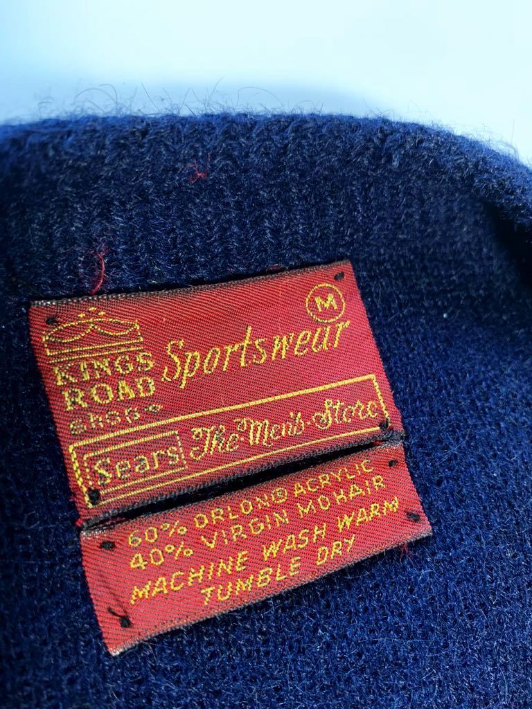 60~70\'s finest quality beautiful goods VINTAGE KINGS ROADmo hair cardigan kings road sears dark blue knitted Vintage Cart ko bar n gran ji old clothes 