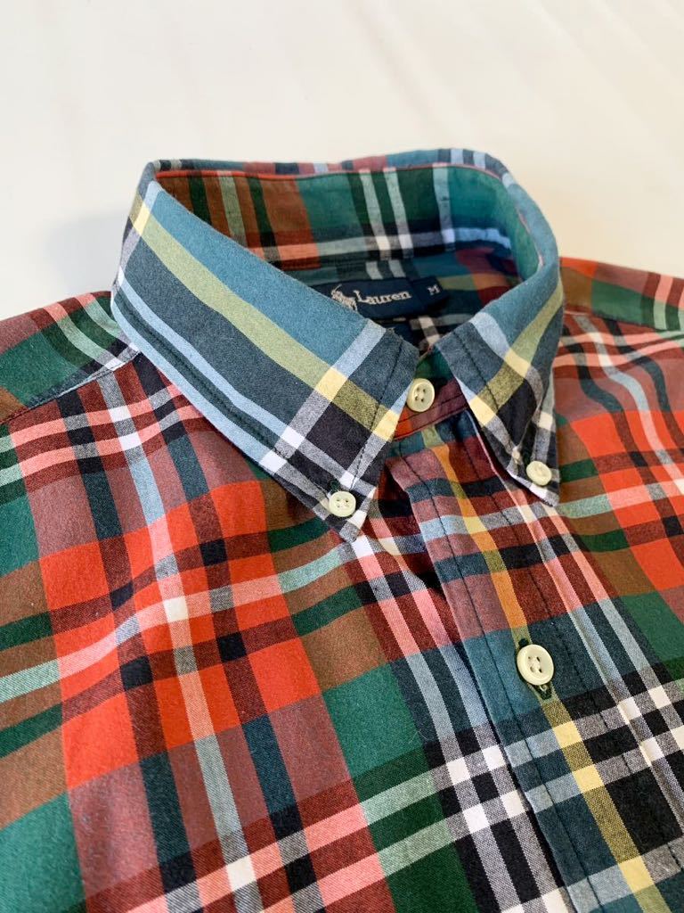 良柄 90's VINTAGE Ralph Lauren BIG SHIRT 半袖 ボタンダウン シャツ チェック ラルフローレン POLO ビッグシャツ ワイド ポロ 90年代