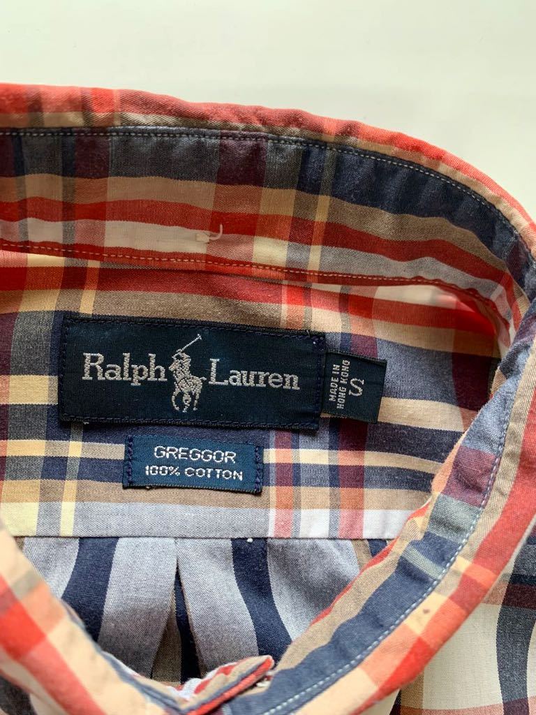 旧タグ POLO Ralph Lauren チェックシャツ ボタンダウンシャツ 半袖 ラルフローレン 海外セールス品 ポロ GREGGOR チェック柄 ビンテージ