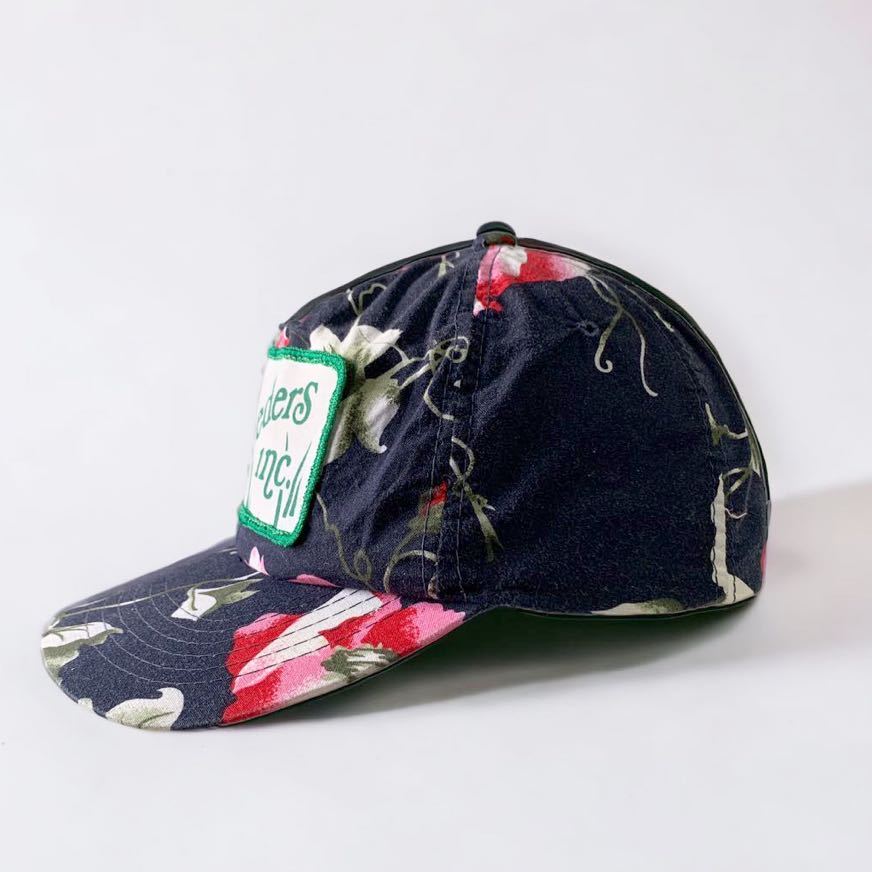 アメリカ購入 80's VINTAGE MOJA 6パネル キャップ CAP ビンテージ 80年代 フローラル柄 総柄 花柄 帽子 ワッペン 輸入  古着 男女兼用