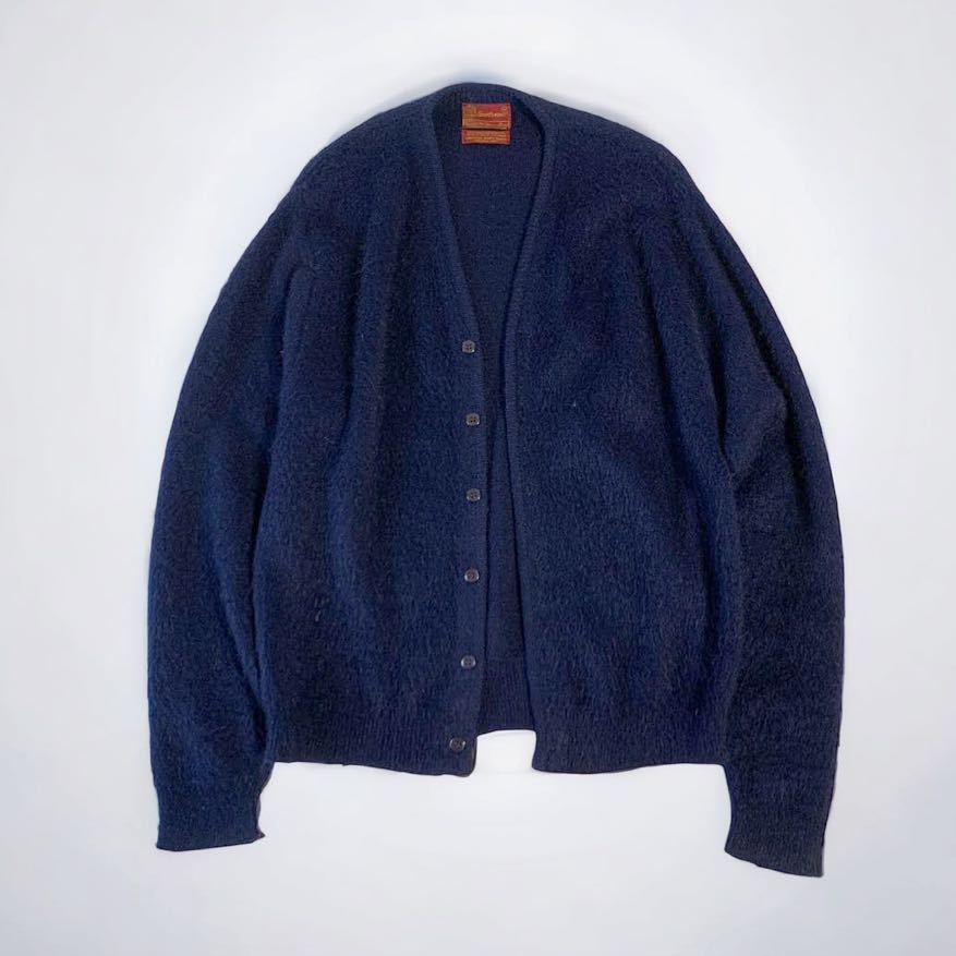 60~70\'s finest quality beautiful goods VINTAGE KINGS ROADmo hair cardigan kings road sears dark blue knitted Vintage Cart ko bar n gran ji old clothes 