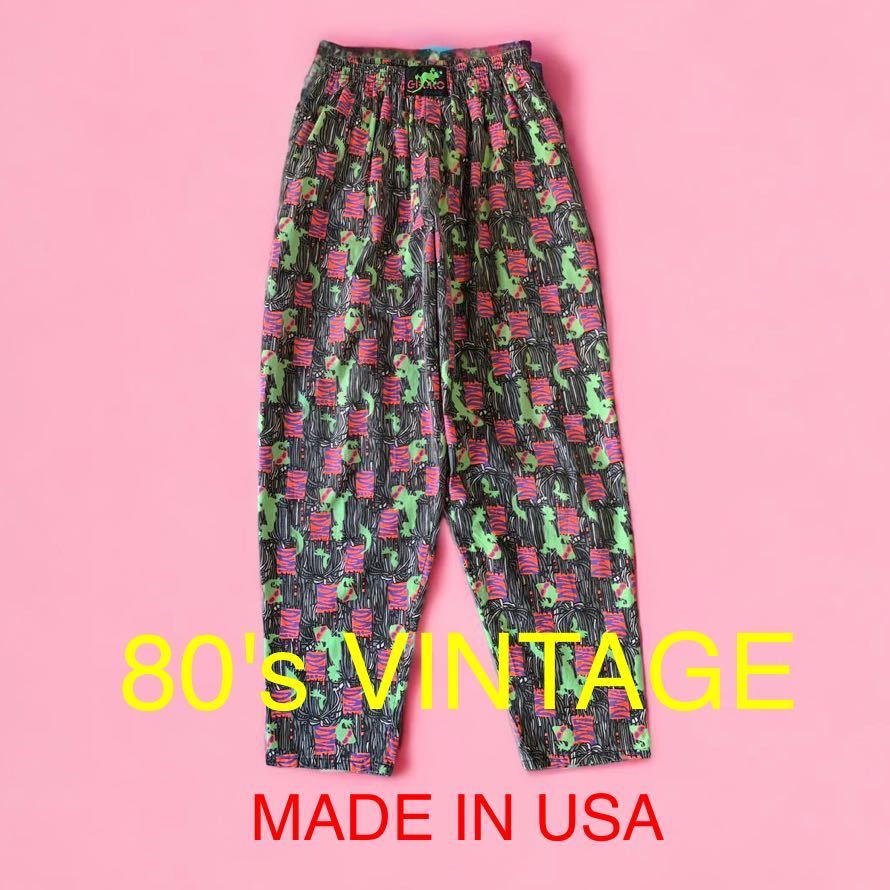 80\'s VINTAGE USA производства GECKO HAWAII общий рисунок легкий брюки шорты для серфинга skate широкий брюки America покупка импорт б/у одежда Vintage Гаваи 