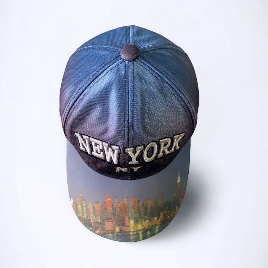 6パネル ベースボールキャップ CAP 帽子 NEW YORK Hunter メッシュキャップ フリーサイズ 男女兼用 スカイライン フォトプリント キャップ