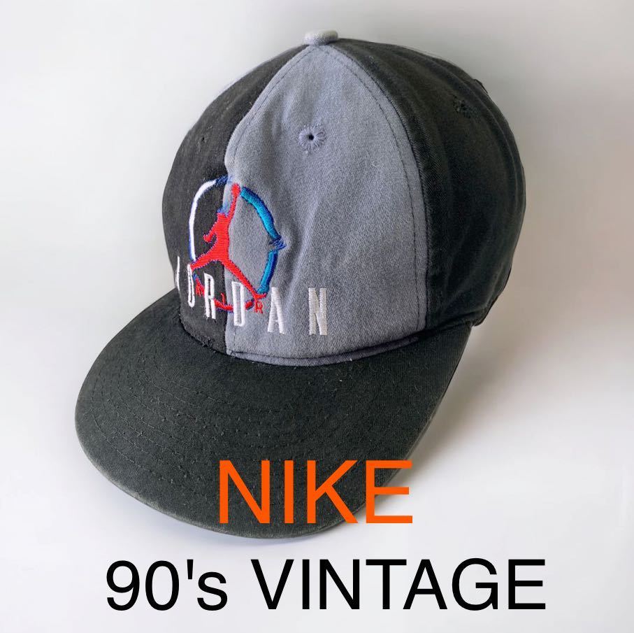 90's VINTAGE NIKE AIR JORDAN 6パネル CAP 帽子 小物 キャップ ビンテージ ジャンプマン 90年代 ビッグロゴ 90s 当時物 古着 ジョーダン