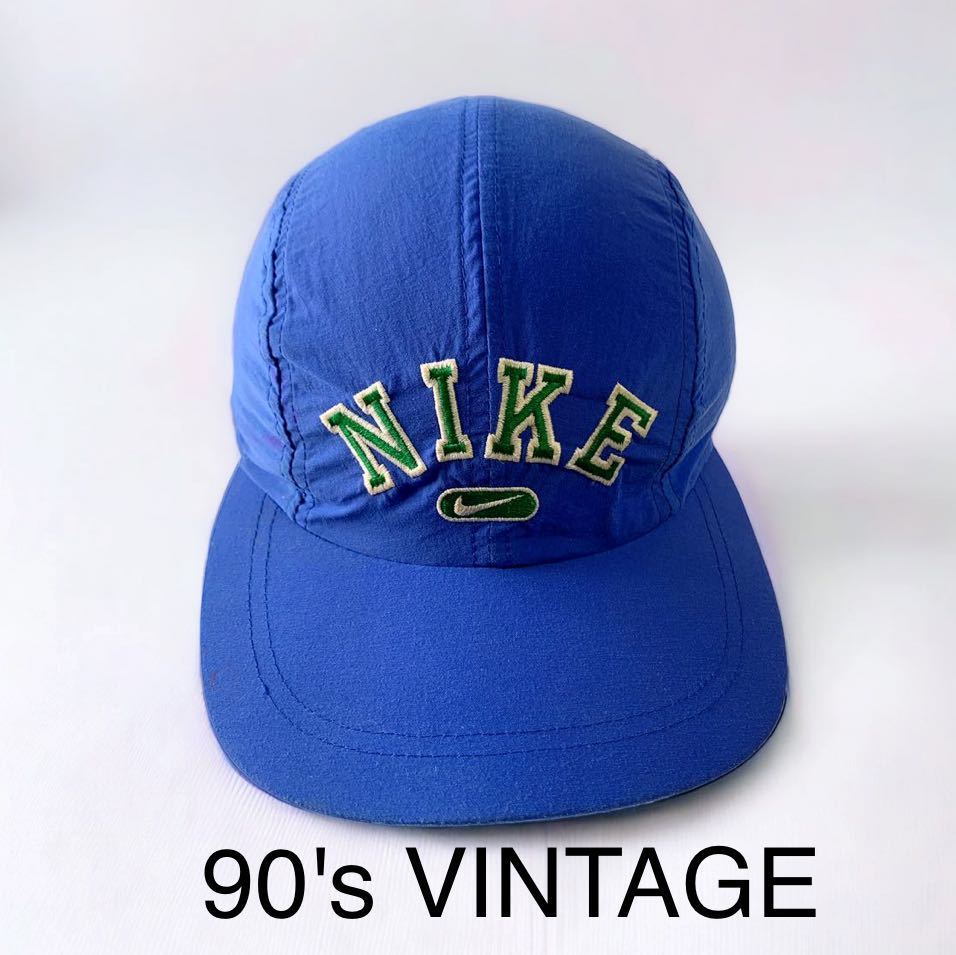 希少 白タグ 90's VINTAGE NIKE CAP 4パネル ナイキ アメリカ購入 輸入 古着 ビンテージ ロゴ スウッシュ ONE SIZE  オールド 帽子 キャップ