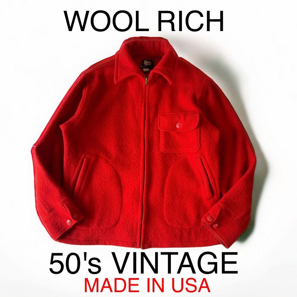 希少 50's VINTAGE WOOLRICH CPO ウールジャケット ショート丈 ハンティング ジャケット TALON ウールリッチ ビンテージ 輸入 古着 50年代_画像1