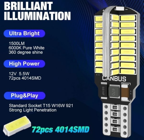 爆光4個セット！クラウン マジェスタ URS/UZS20#系 T16 T10 LED バックランプ ポジション球 純正球交換用 ホワイト /72/34_画像2