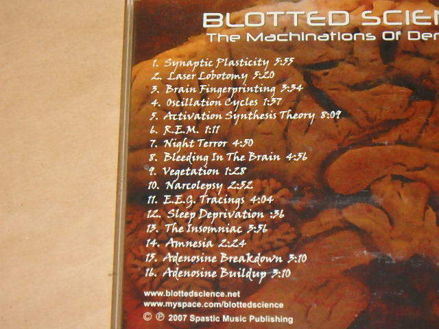 The Machinations of Dementia　/　 Blotted Science（ブロテッド・サイエンス）/　輸入盤CD_画像3