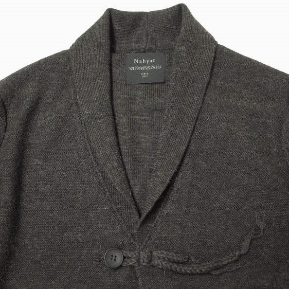 新品 Nahyat x AVELIA ナヤット 7G MERINO WOOL KNIT CARDIGAN メリノウールニットカーディガン n-062-116 CHARCOAL BROWN アルパカ g12279_画像5